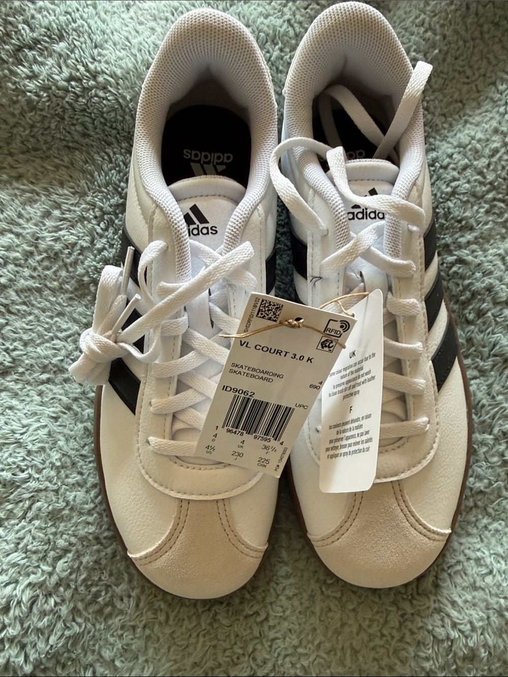 adidas Kids White and Black VL Court 3.0 K Sneakers